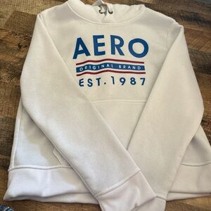 Aeropostale White Hoodie with Blue and Red Accents